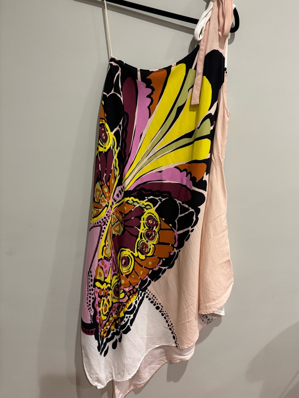 Free People Bold As Love One Shoulder Butterfly Dress Handkerchief Hem Size S